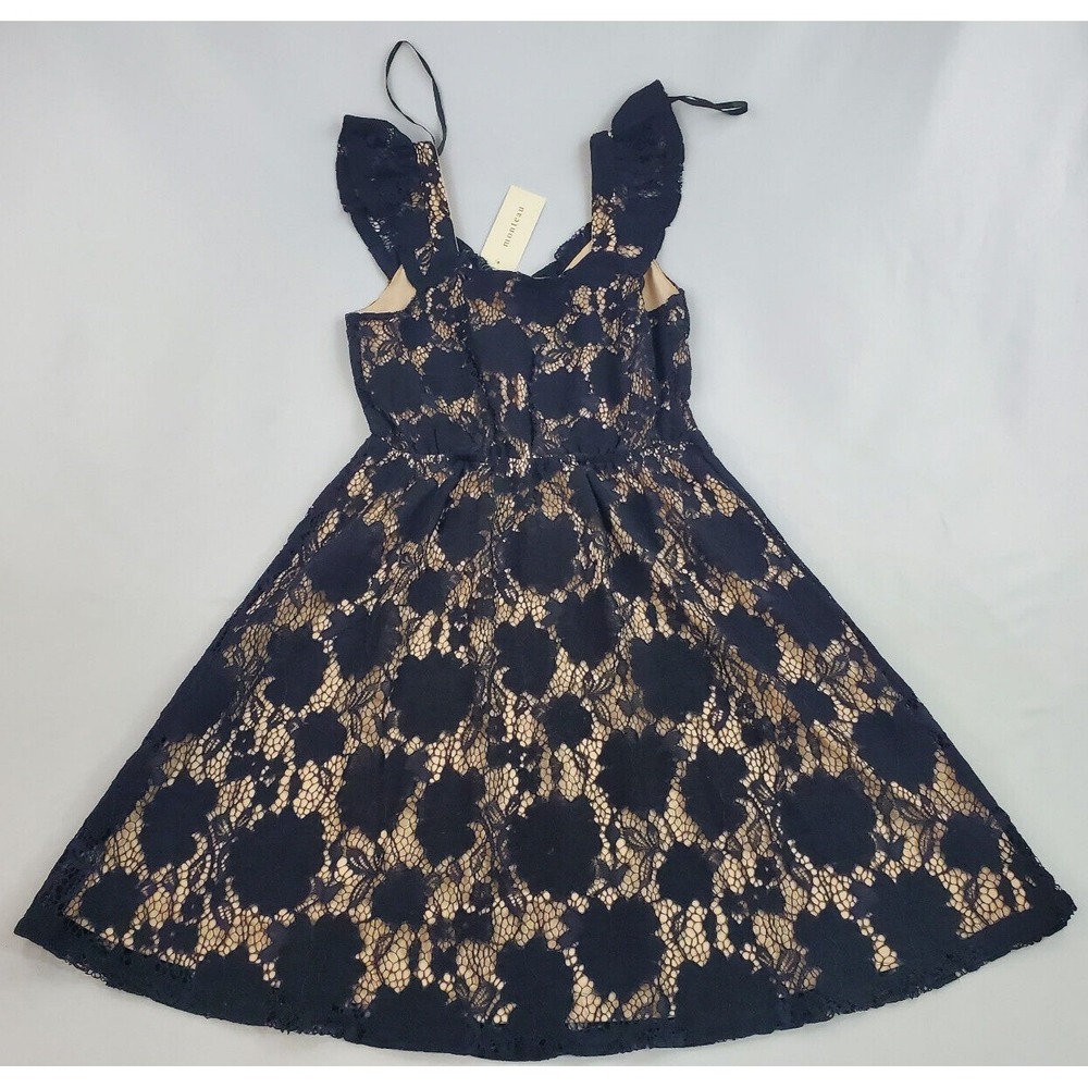 Monteau Los Angeles Women Black Floral Lace Fit & Flare Dress 59913 Small NWT